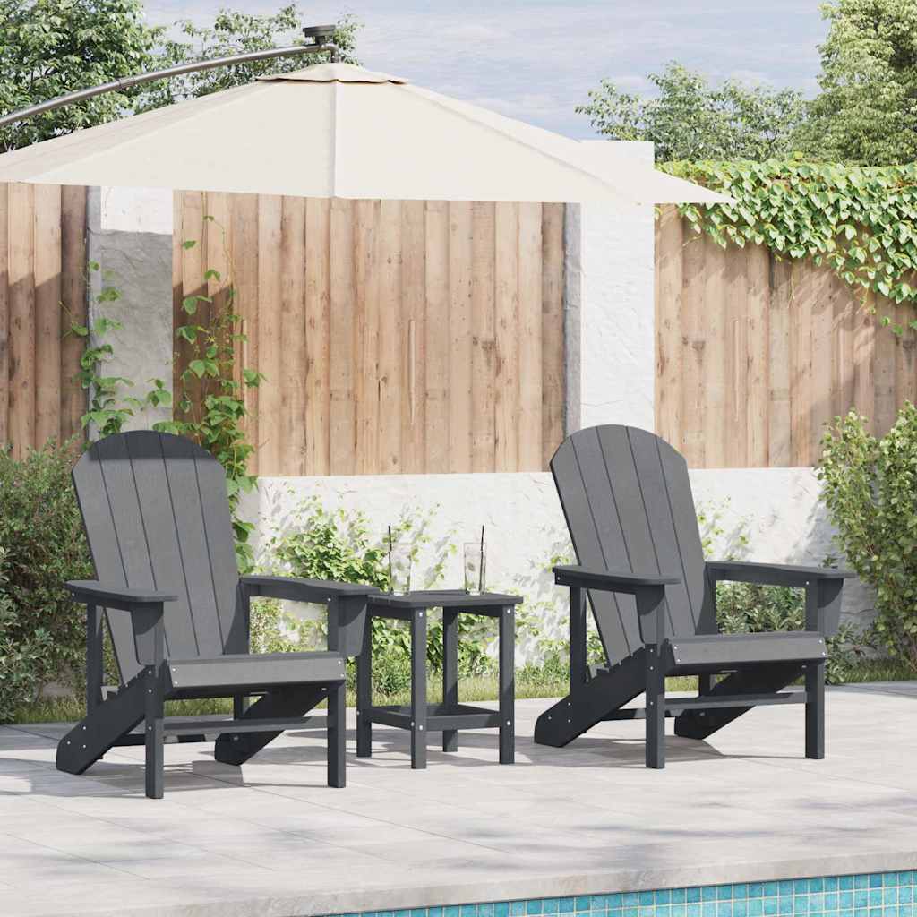 Garden Chair 3 pcs Light Grey Polyethylene