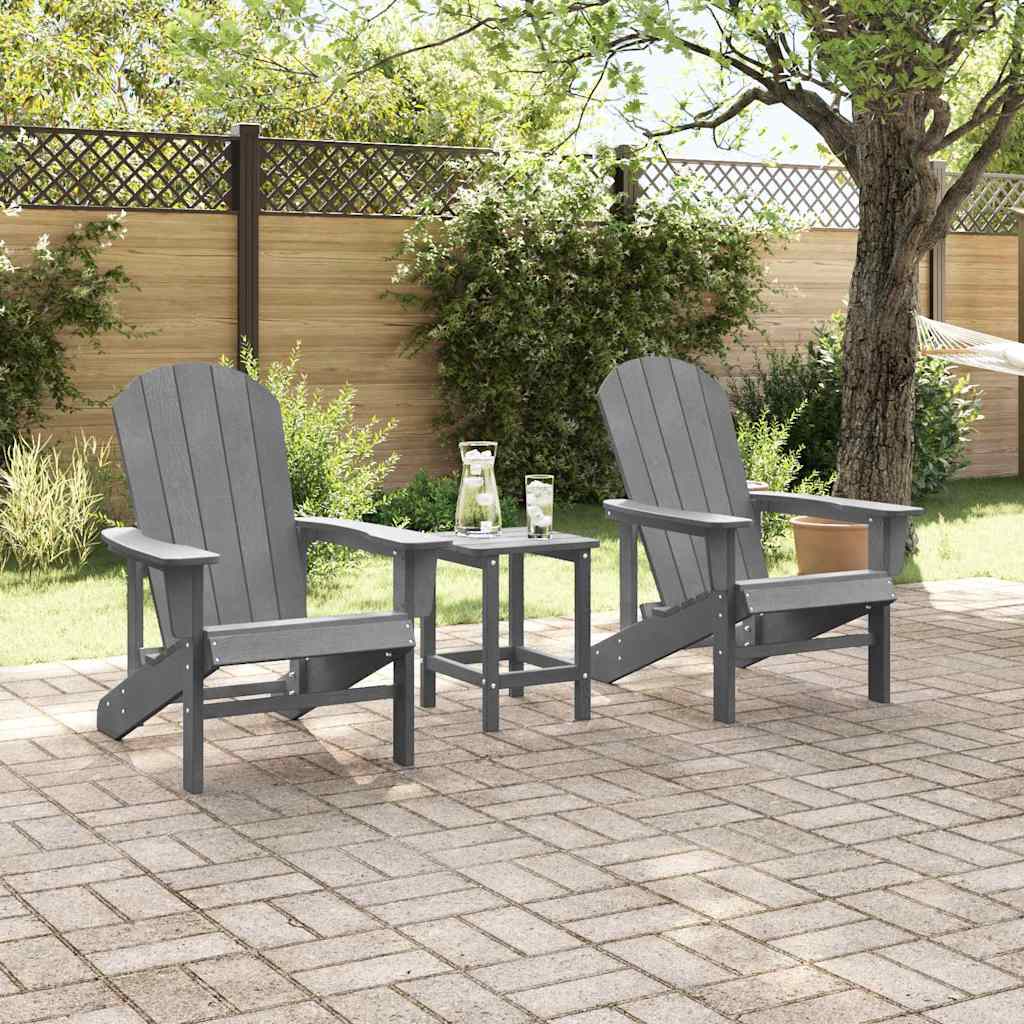 Garden Chair 3 pcs Light Grey Polyethylene