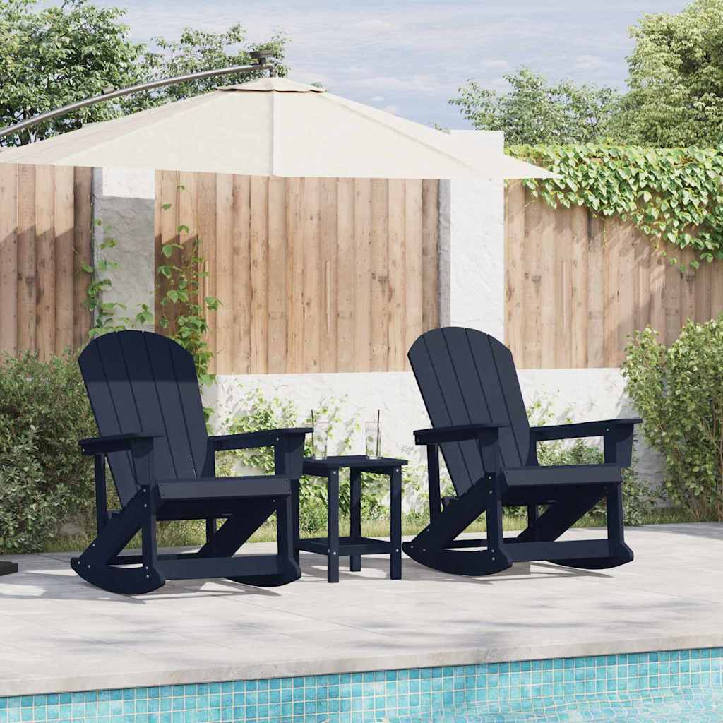 Garden Lounge Set 3 pcs Navy Blue HDPE