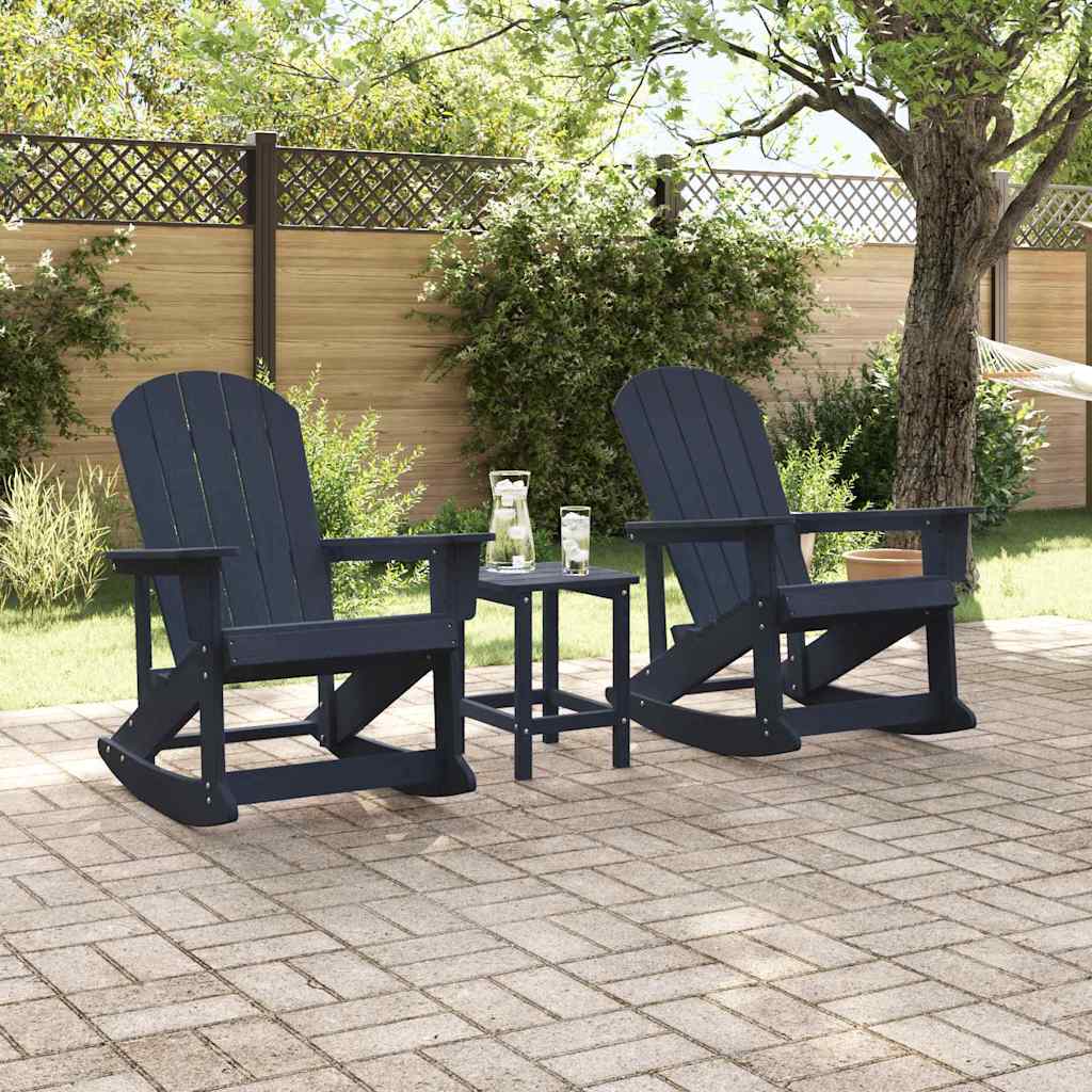 Garden Lounge Set 3 pcs Navy Blue HDPE