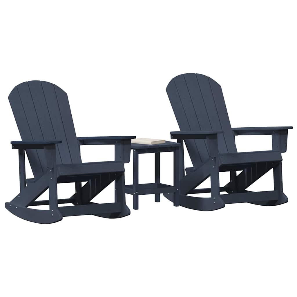 Garden Lounge Set 3 pcs Navy Blue HDPE