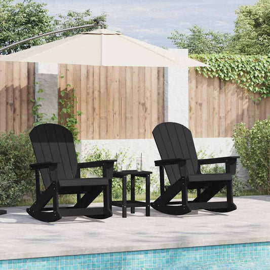 Garden Lounge Set 3 pcs Black HDPE