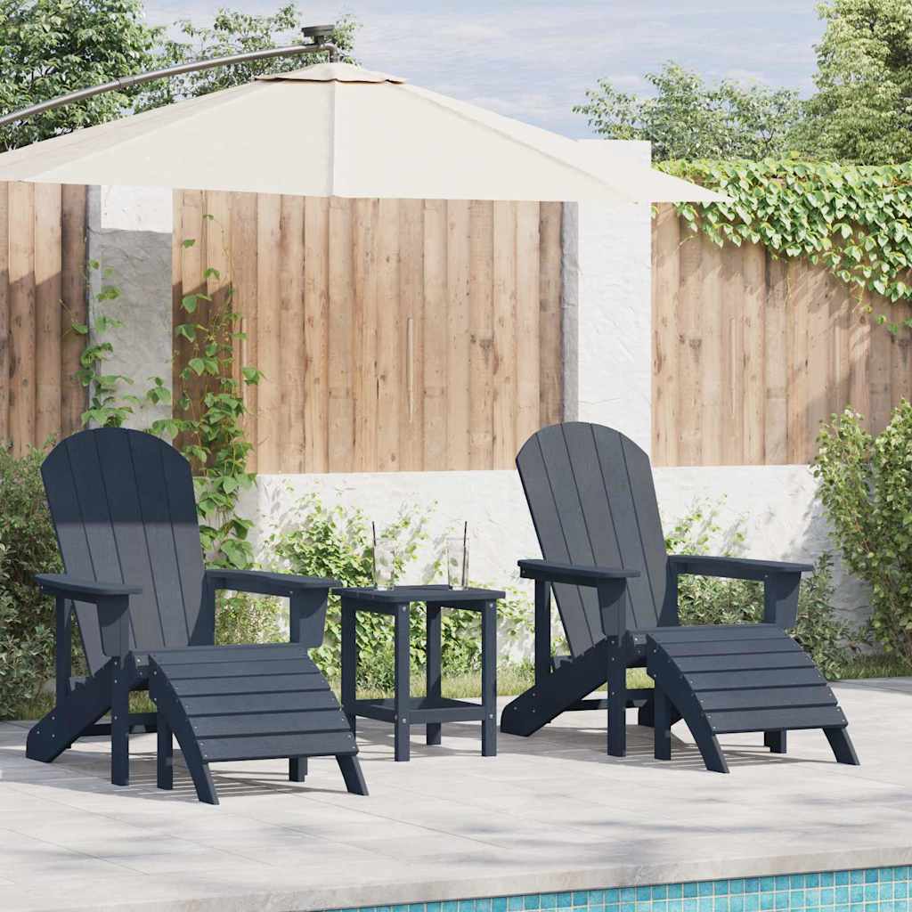 Garden Chair 3 pcs Navy Polyethylene