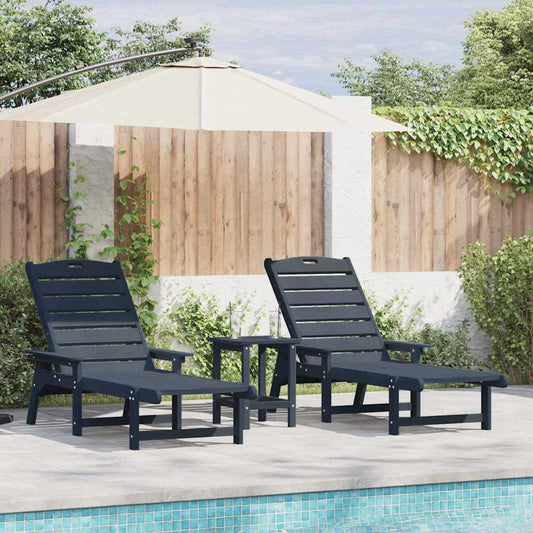 Sun Lounger 2 pcs Polyethylene Navy