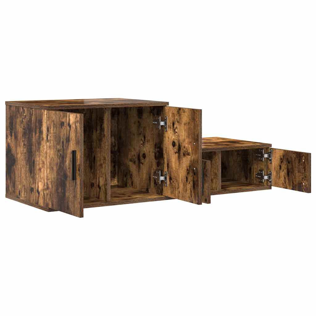 Storage Cabinet 2 pcs Smoked Oak 118 x 41 x 40 cm