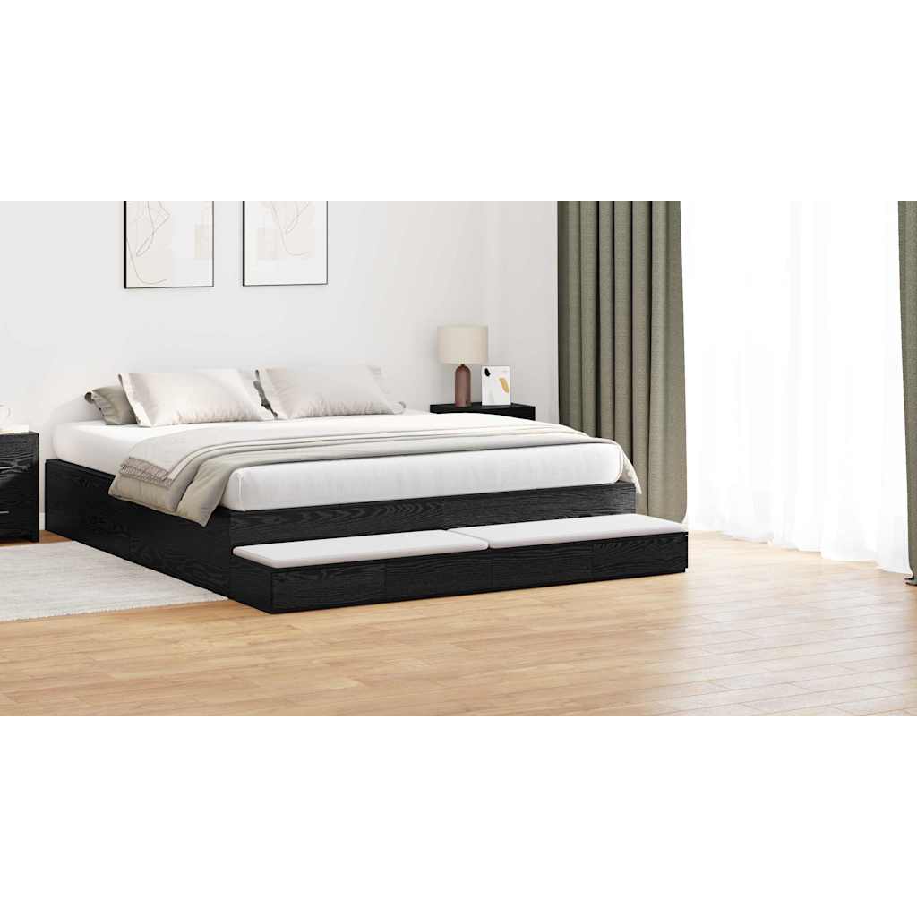 Bed Drawers Black Oak 200 x 36.5 x 16.5 cm Engineered Wood