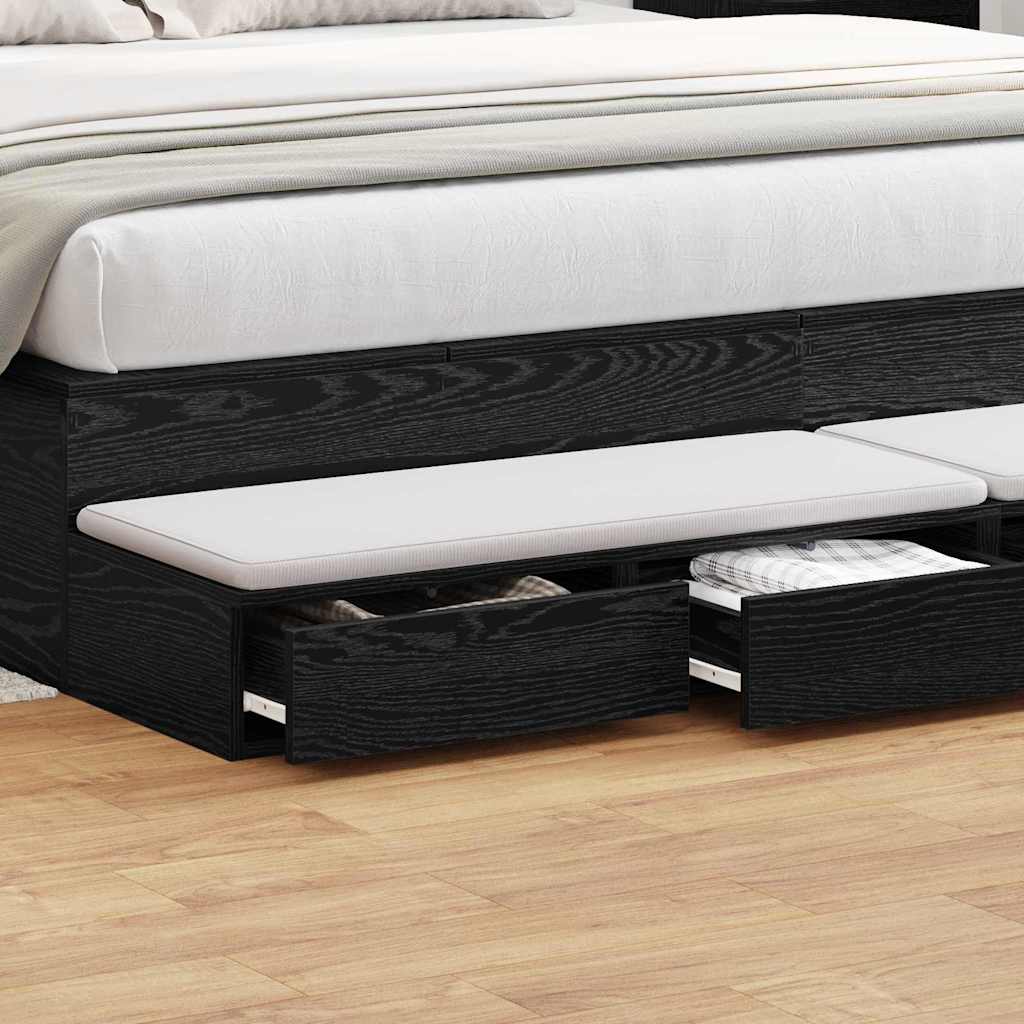 Bed Drawers Black Oak 200 x 36.5 x 16.5 cm Engineered Wood