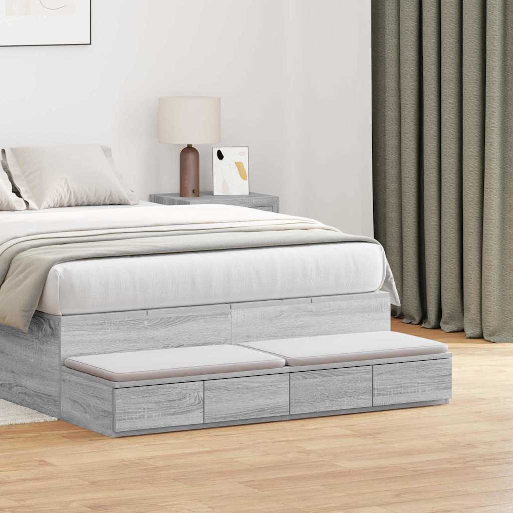 Bed Drawers Grey Sonoma 120 x 36.5 x 16.5 cm Engineered Wood