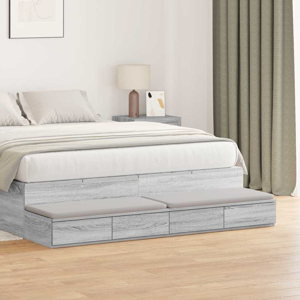 Bed Drawers Grey Sonoma 140 x 36.5 x 16.5 cm Engineered Wood
