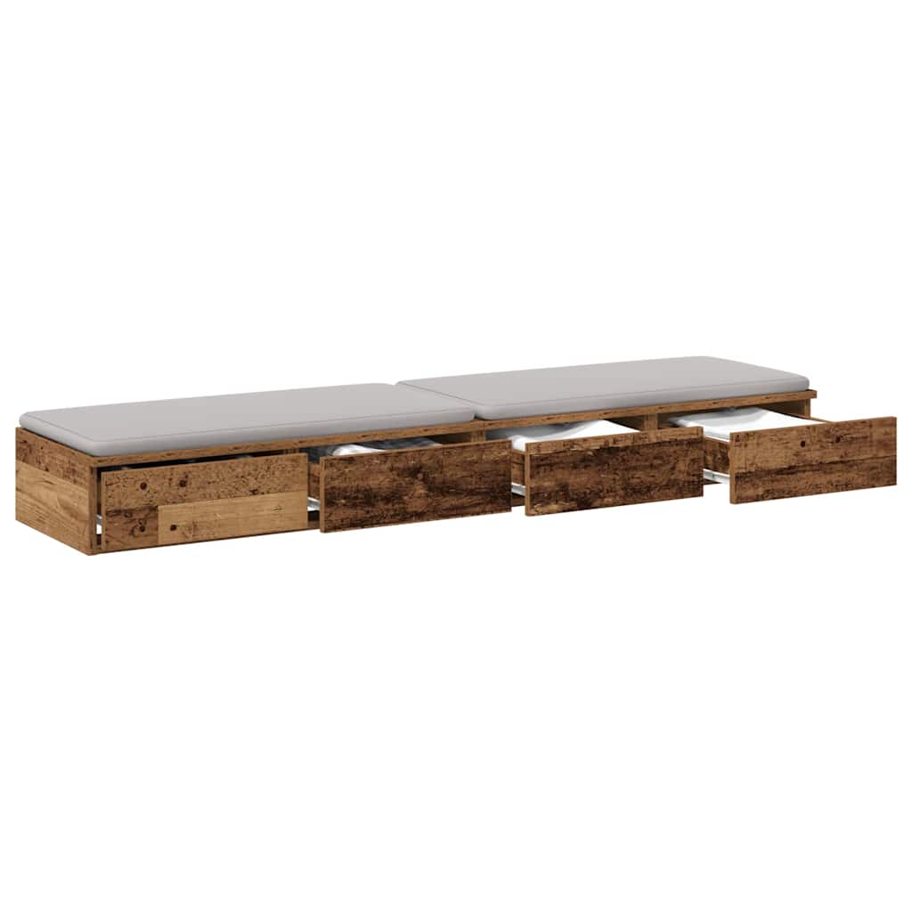 Bed Drawers Old Wood 140 x 36.5 x 16.5 cm Engineered Wood