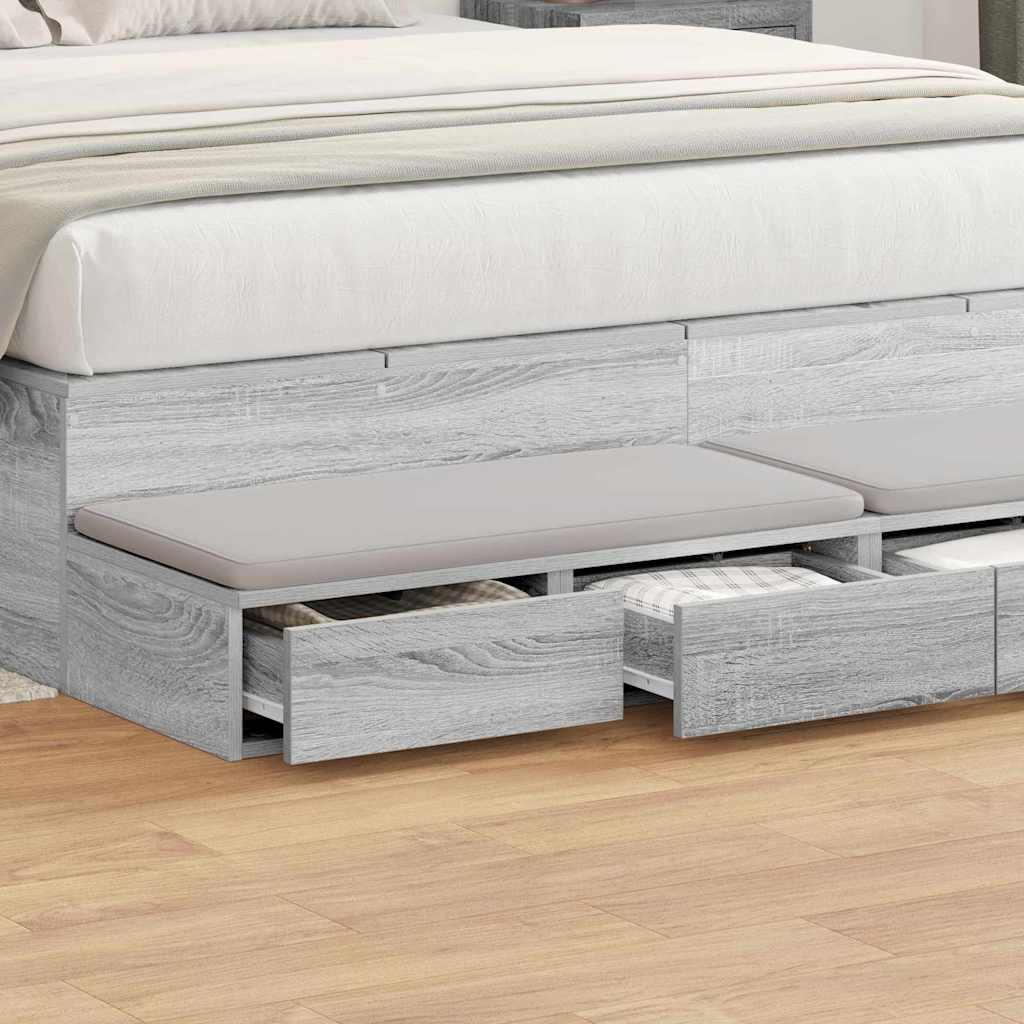 Bed Drawers Grey Sonoma 150 x 36.5 x 16.5 cm Engineered Wood