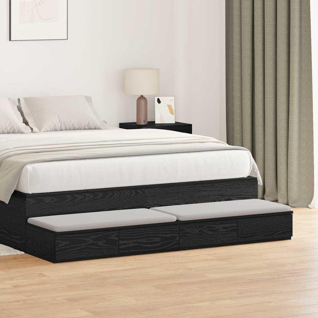 Bed Drawers Black Oak 160 x 36.5 x 16.5 cm Engineered Wood