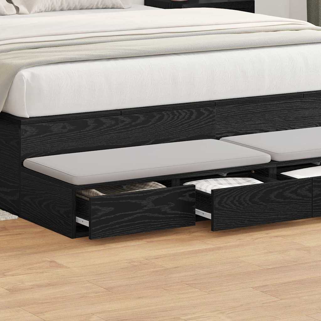 Bed Drawers Black Oak 160 x 36.5 x 16.5 cm Engineered Wood