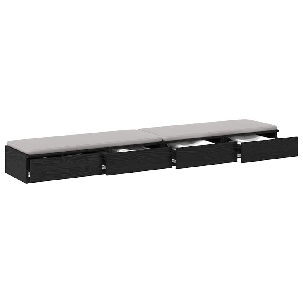 Bed Drawers Black Oak 180 x 36.5 x 16.5 cm Engineered Wood