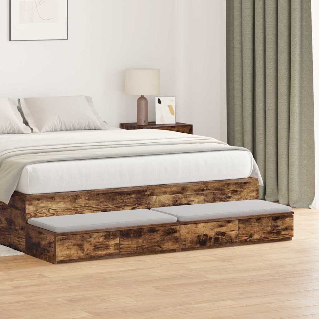 Bed Drawers Smoked Oak 135 x 36.5 x 16.5 cm Engineered Wood