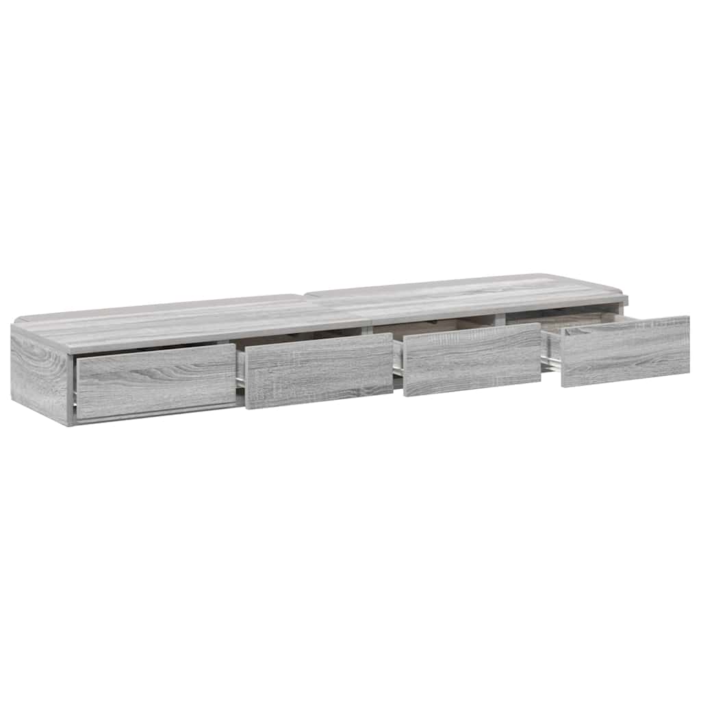 Bed Drawers Grey Sonoma 135 x 36.5 x 16.5 cm Engineered Wood