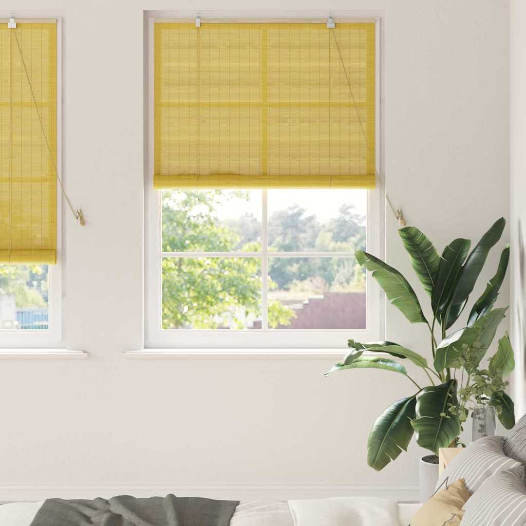 Roller Blind Yellow 100 x 220 cm Bamboo