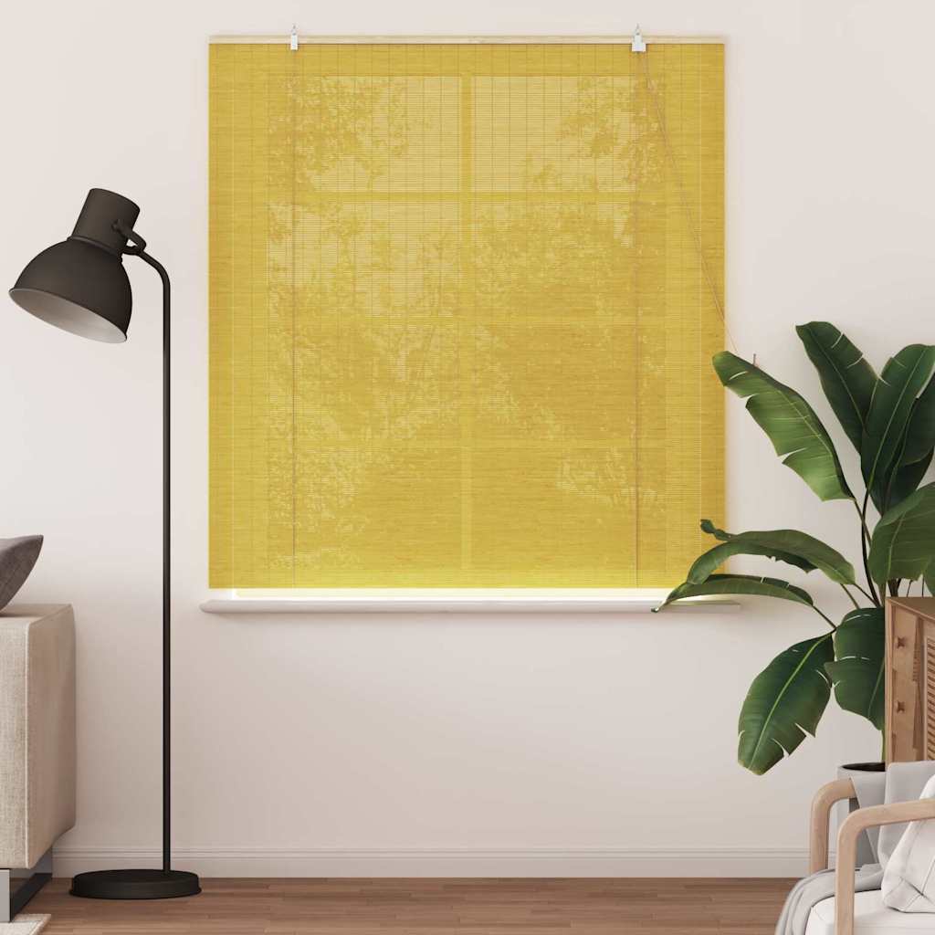 Roller Blind Yellow 140 x 160 cm Bamboo