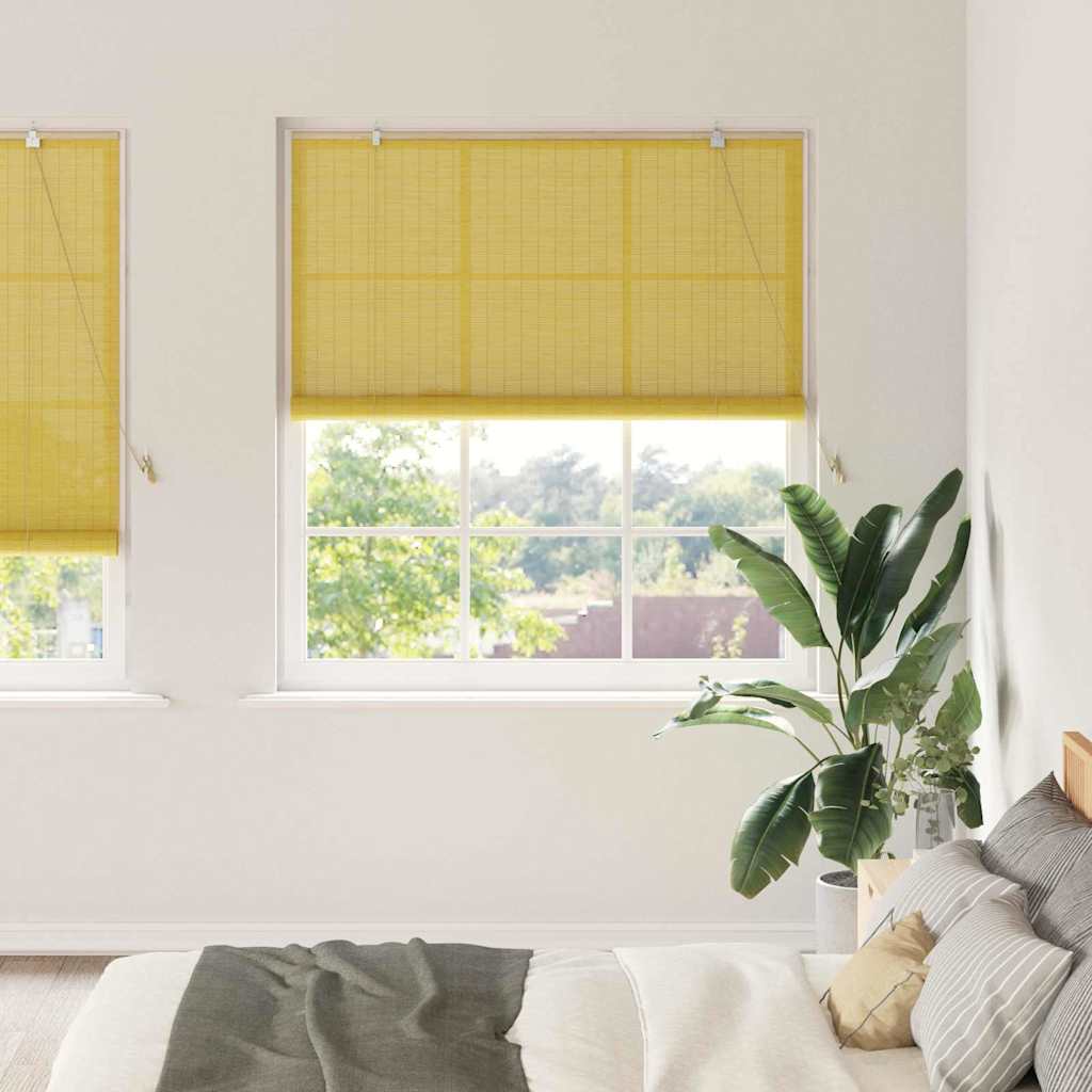 Roller Blind Yellow 140 x 220 cm Bamboo