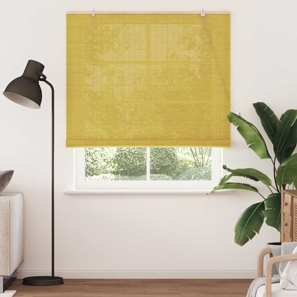 Roller Blind Yellow 140 x 220 cm Bamboo