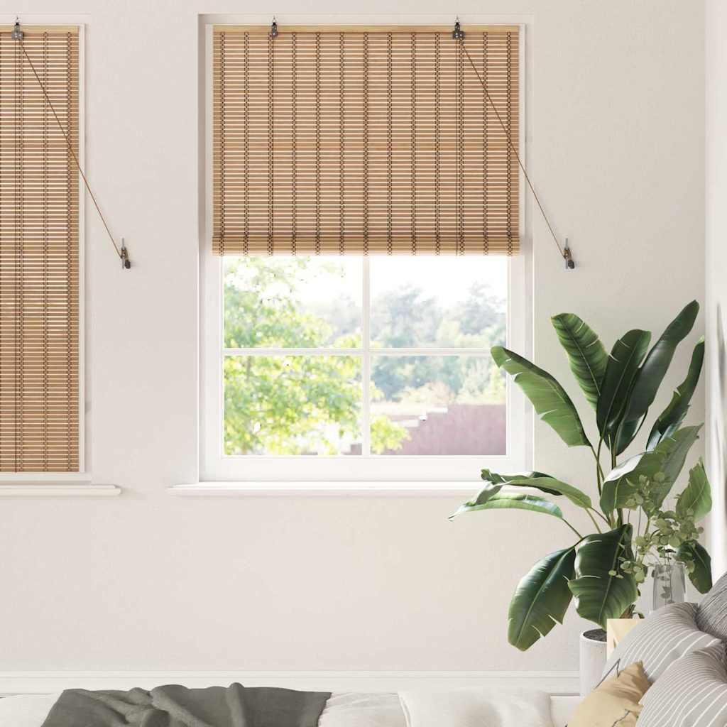 Roller Blind with Curtains Manual Nature 120 x 160 cm Bamboo