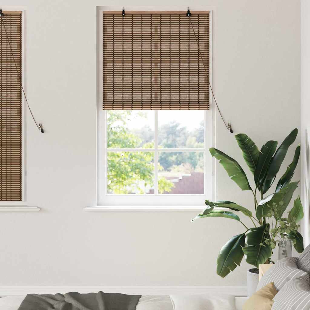 Roller Blind with Curtains Manual Brown 80 x 160 cm Bamboo