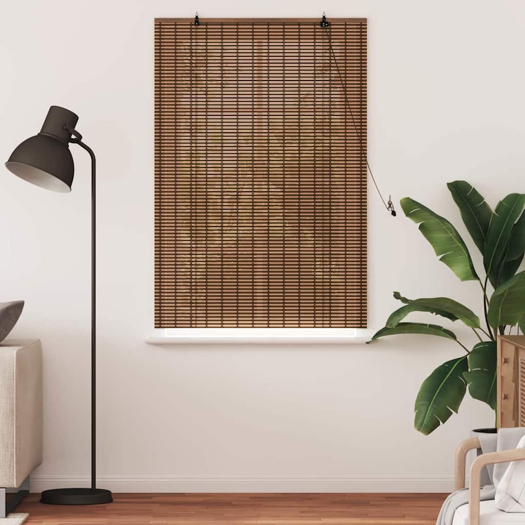 Roller Blind with Curtains Manual Brown 80 x 160 cm Bamboo