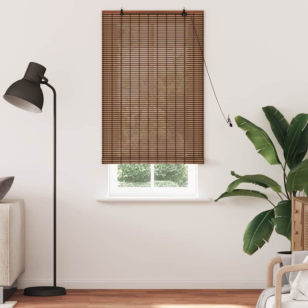 Roller Blind with Curtains Manual Brown 80 x 220 cm Bamboo
