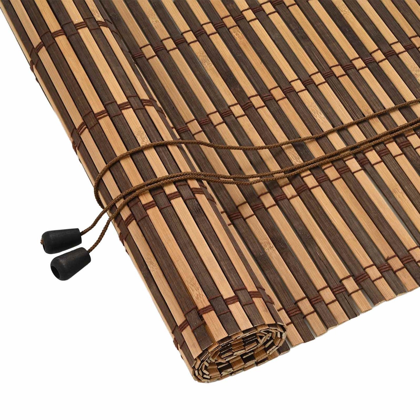 Roller Blind with Curtains Manual Brown 100 x 220 cm Bamboo
