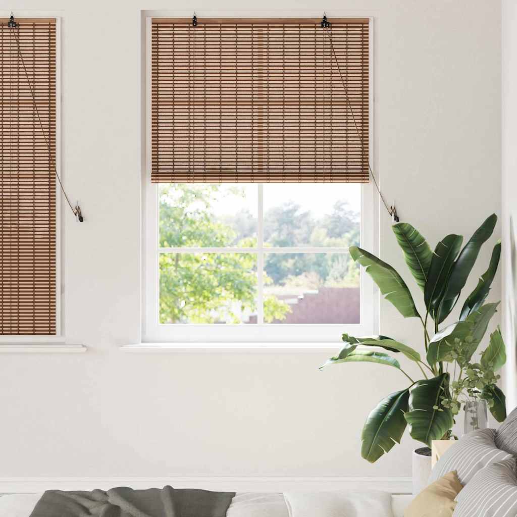 Roller Blind with Curtains Manual Brown 110 x 160 cm Bamboo