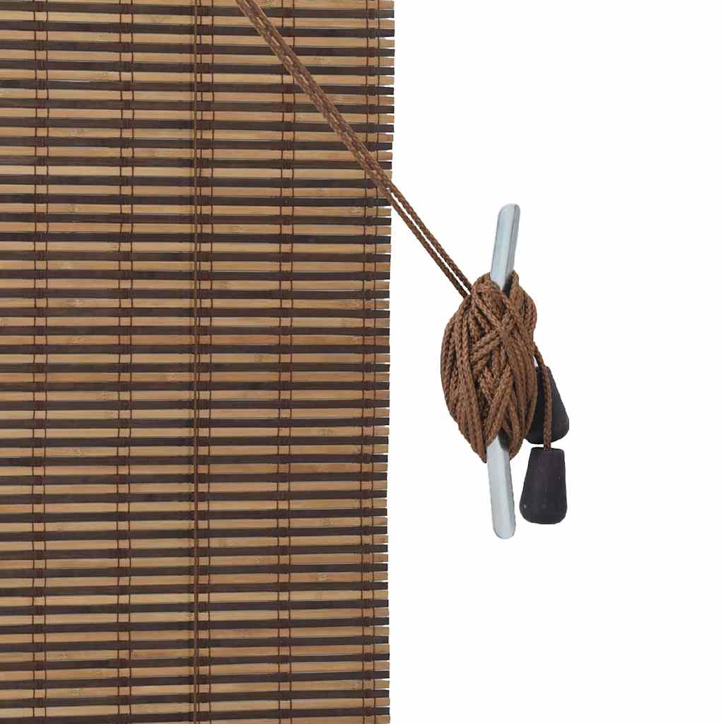 Roller Blind with Curtains Manual Brown 110 x 220 cm Bamboo
