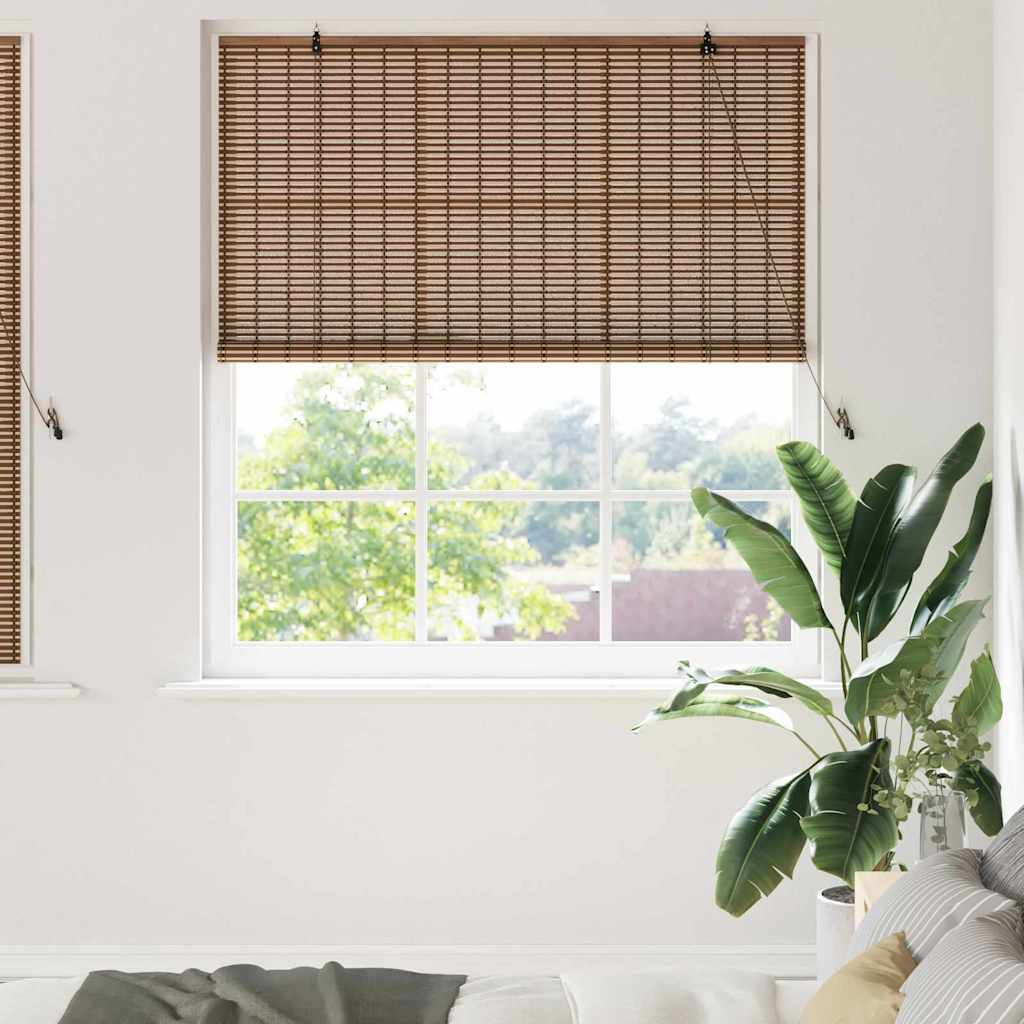 Roller Blind with Curtains Manual Brown 150 x 160 cm Bamboo