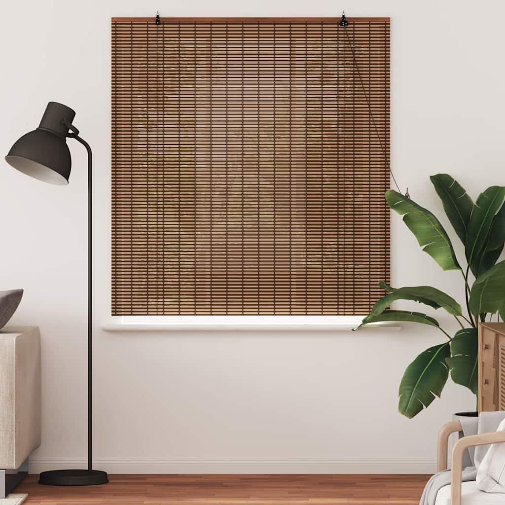 Roller Blind with Curtains Manual Brown 150 x 160 cm Bamboo