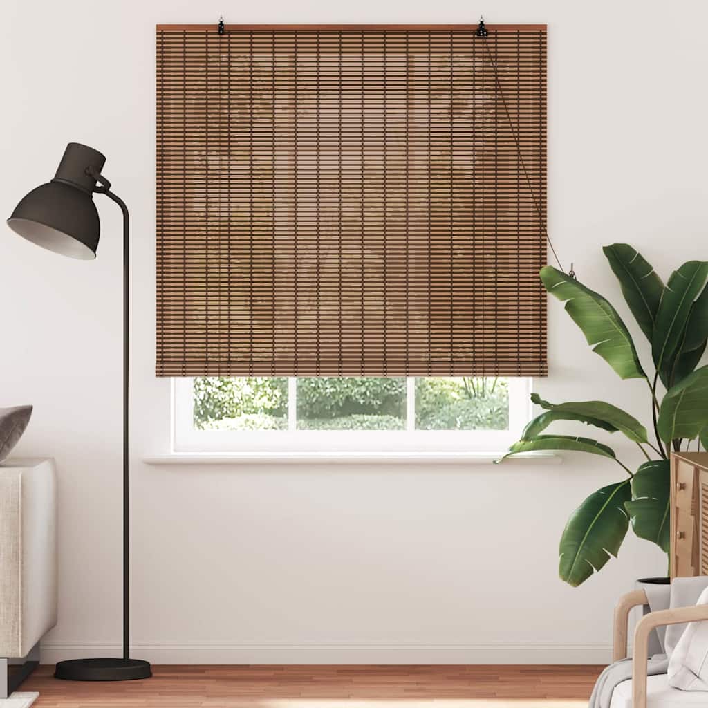 Roller Blind with Curtains Manual Brown 150 x 220 cm Bamboo