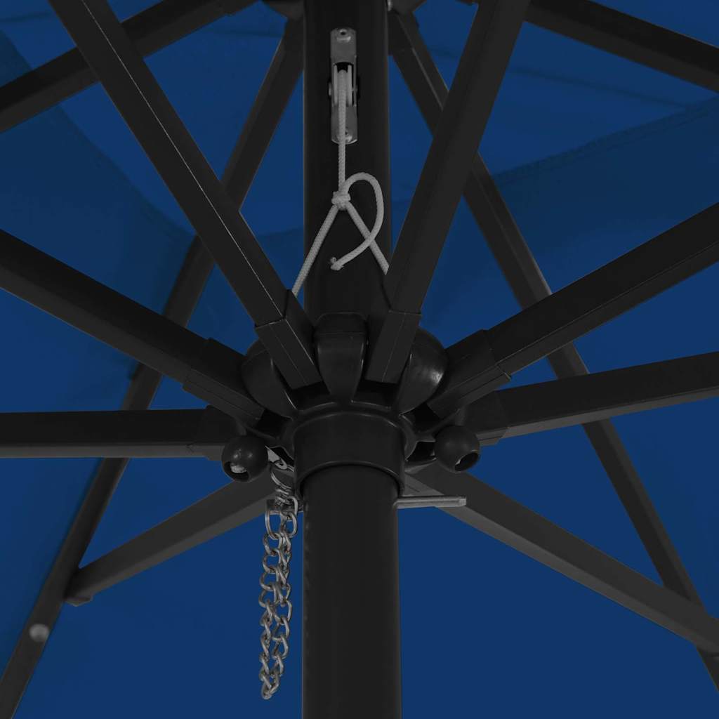 Garden Parasol 295 x 295 x 245 cm Polyester and Steel Azurblau
