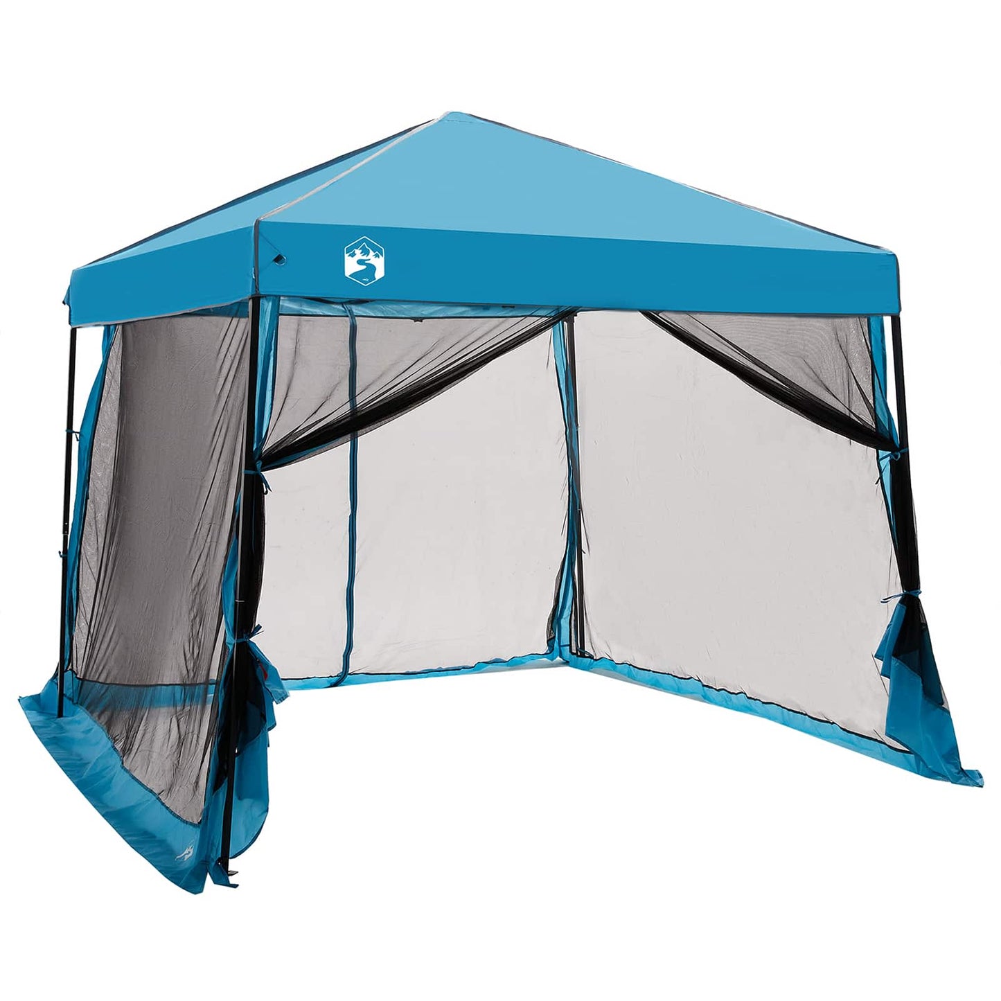 Camping Tent Set Folding 2 pcs Blue Taffeta and Fabric
