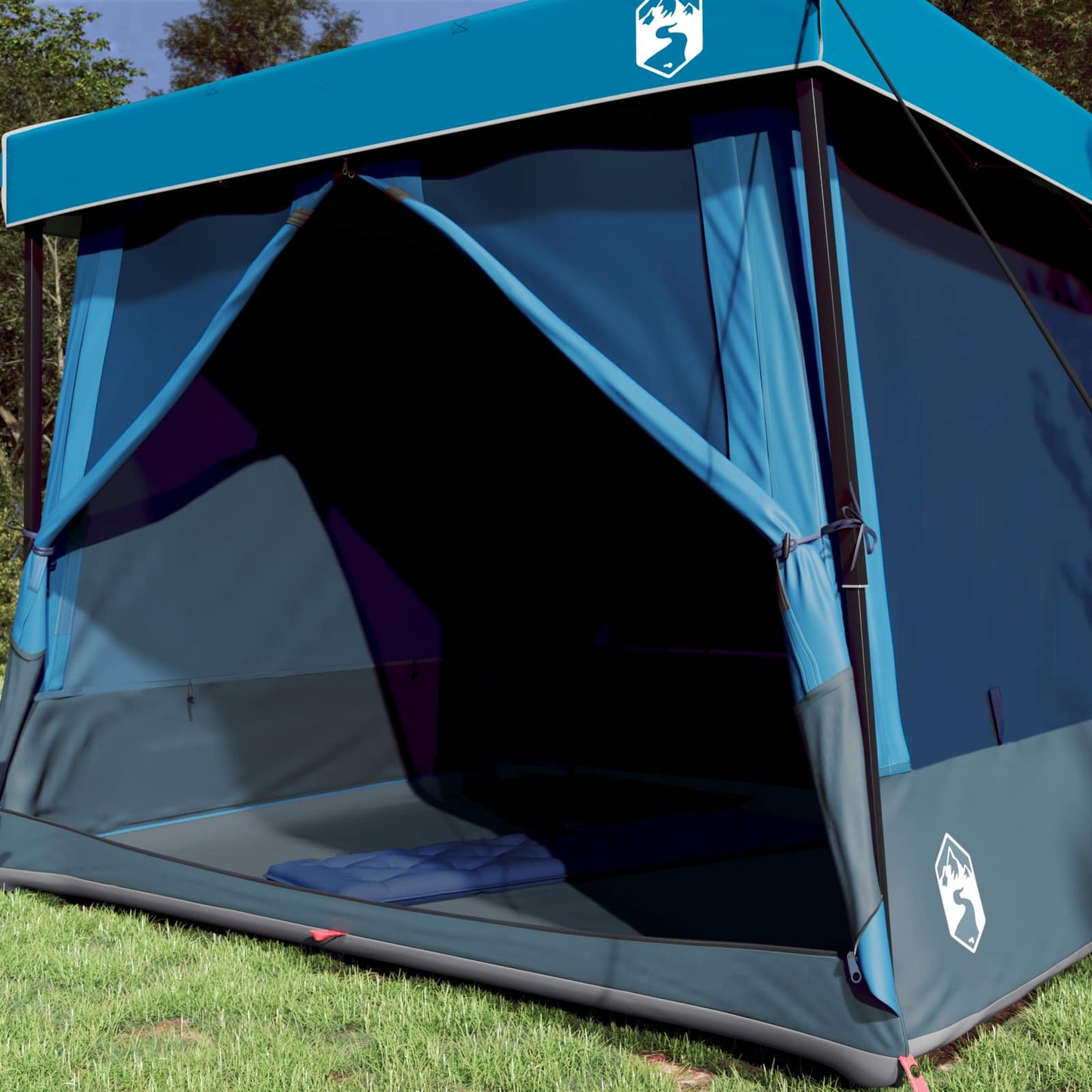 Camping Tent Set Folding 2 pcs Blue Taffeta and Fabric