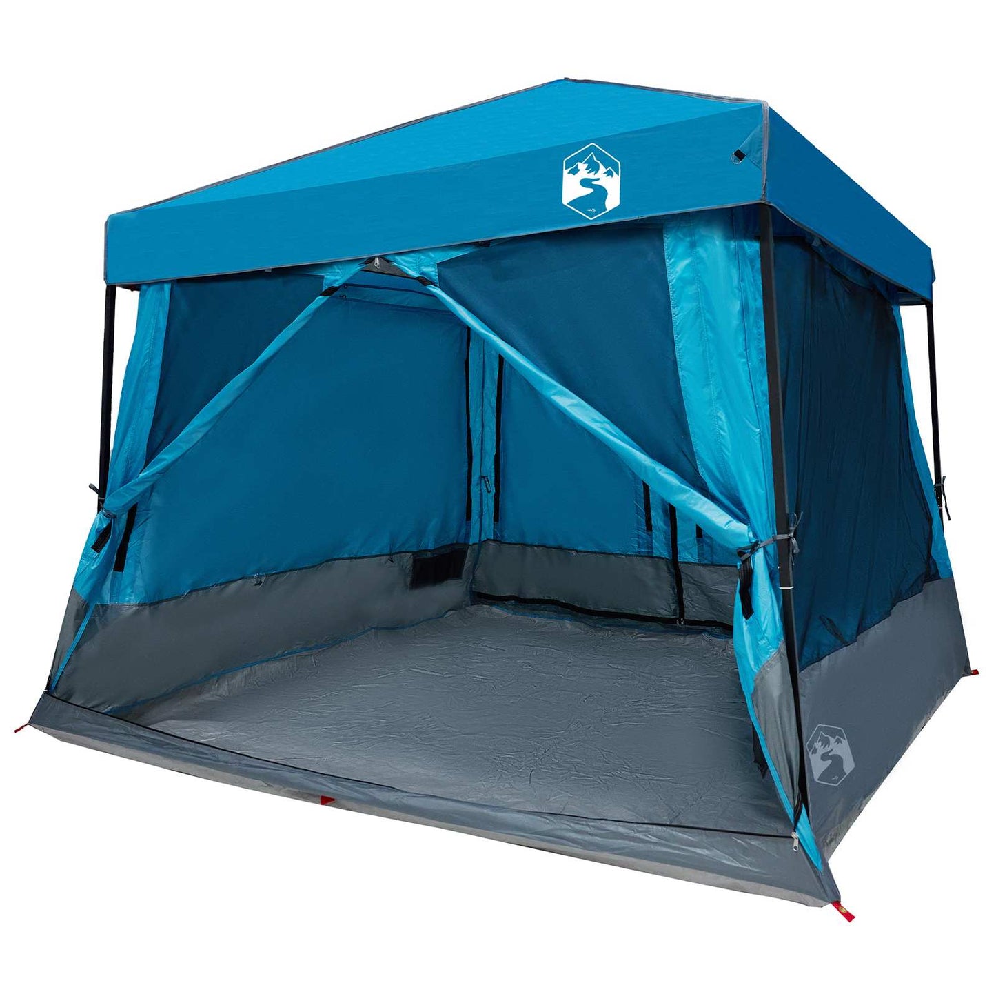 Camping Tent Set Folding 2 pcs Blue Taffeta and Fabric