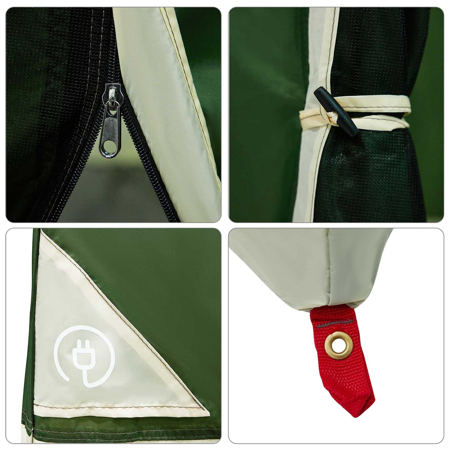 Camping Tent Set Folding 2 pcs Green Taffeta and Fabric
