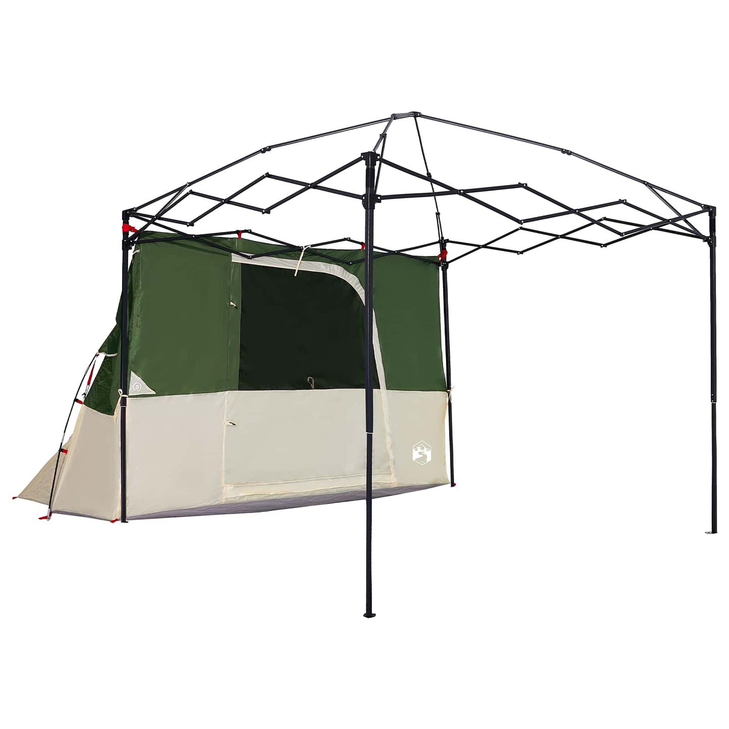 Camping Tent Set Folding 2 pcs Green Taffeta and Fabric