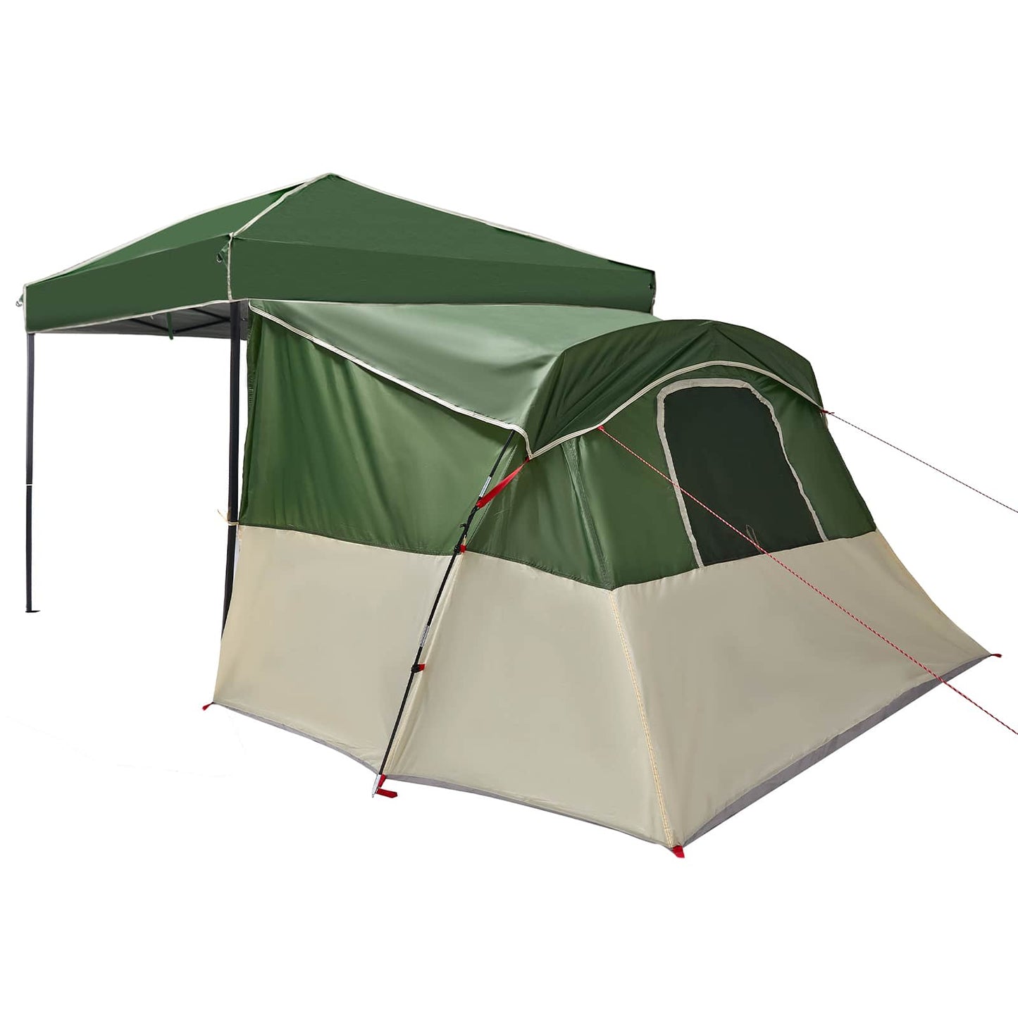 Camping Tent Set Folding 2 pcs Green Taffeta and Fabric