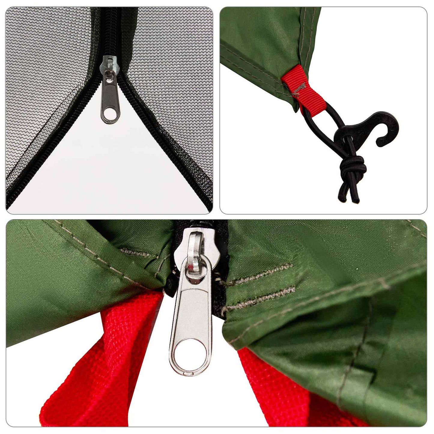 Camping Tent Set Folding 2 pcs Green Taffeta and Fabric