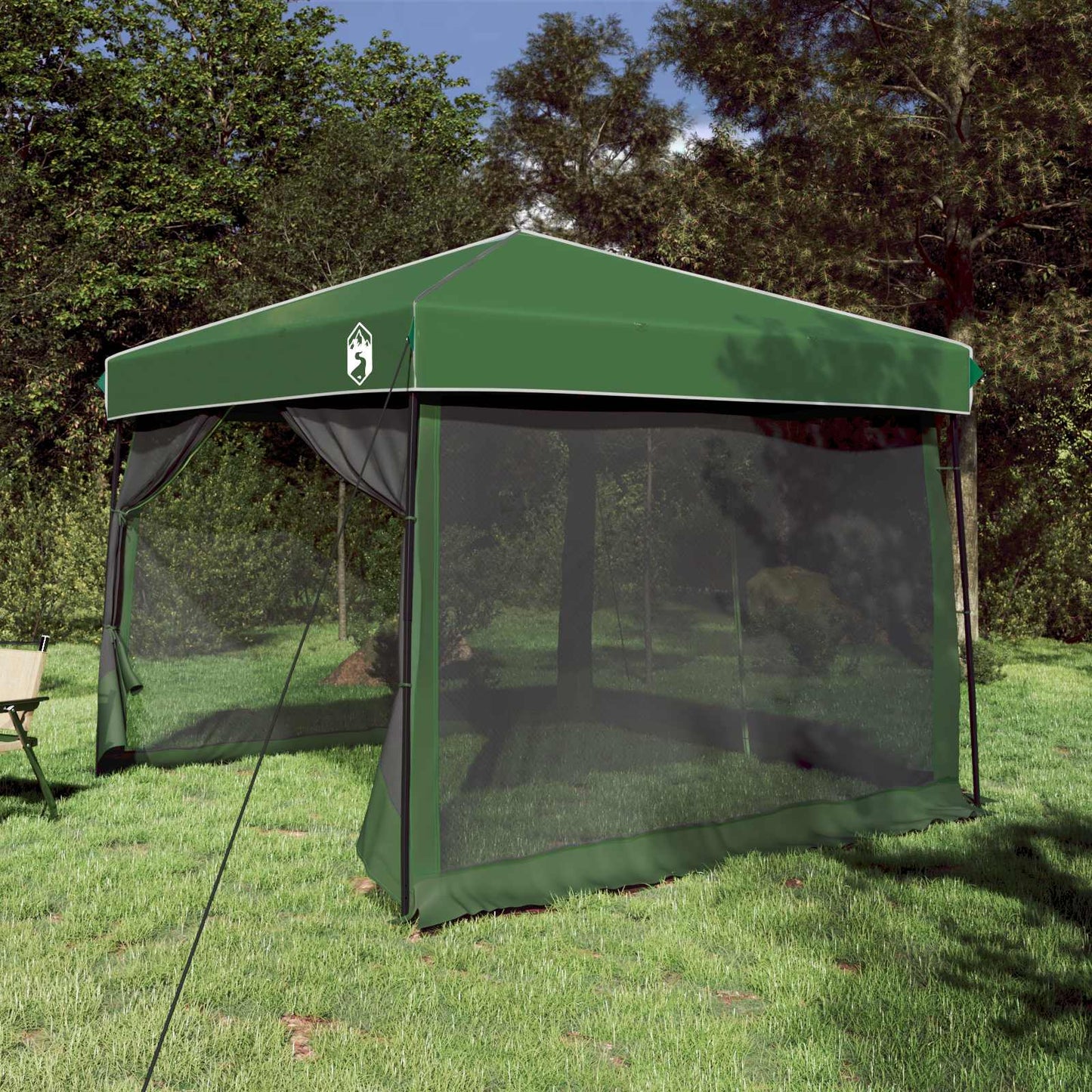 Camping Tent Set Folding 2 pcs Green Taffeta and Fabric