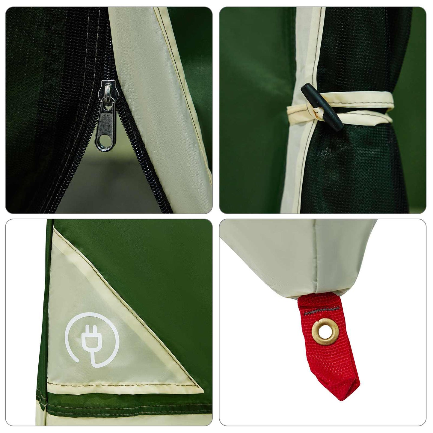 Camping Tent Set Folding 2 pcs Green Taffeta and Fabric