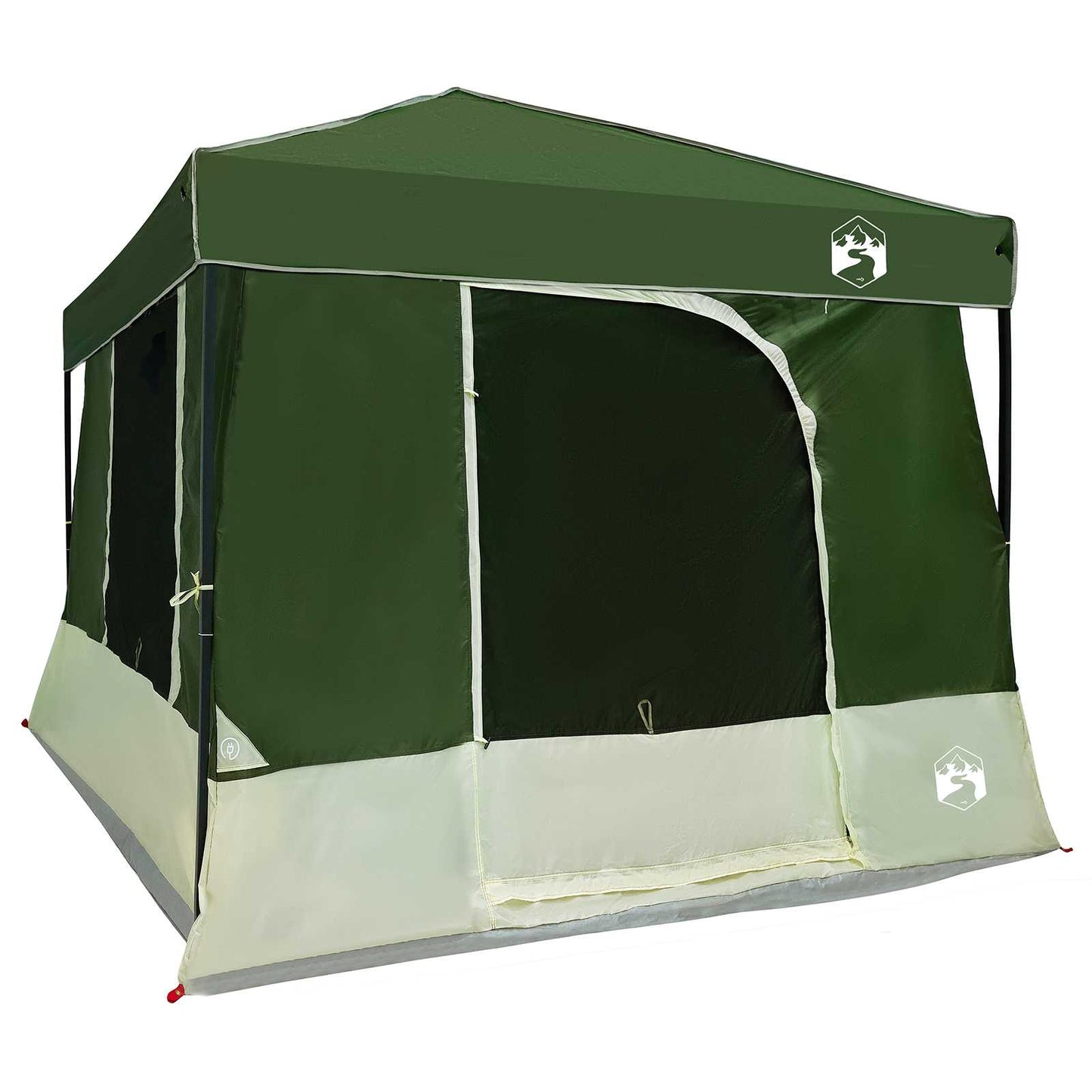 Camping Tent Set Folding 2 pcs Green Taffeta and Fabric