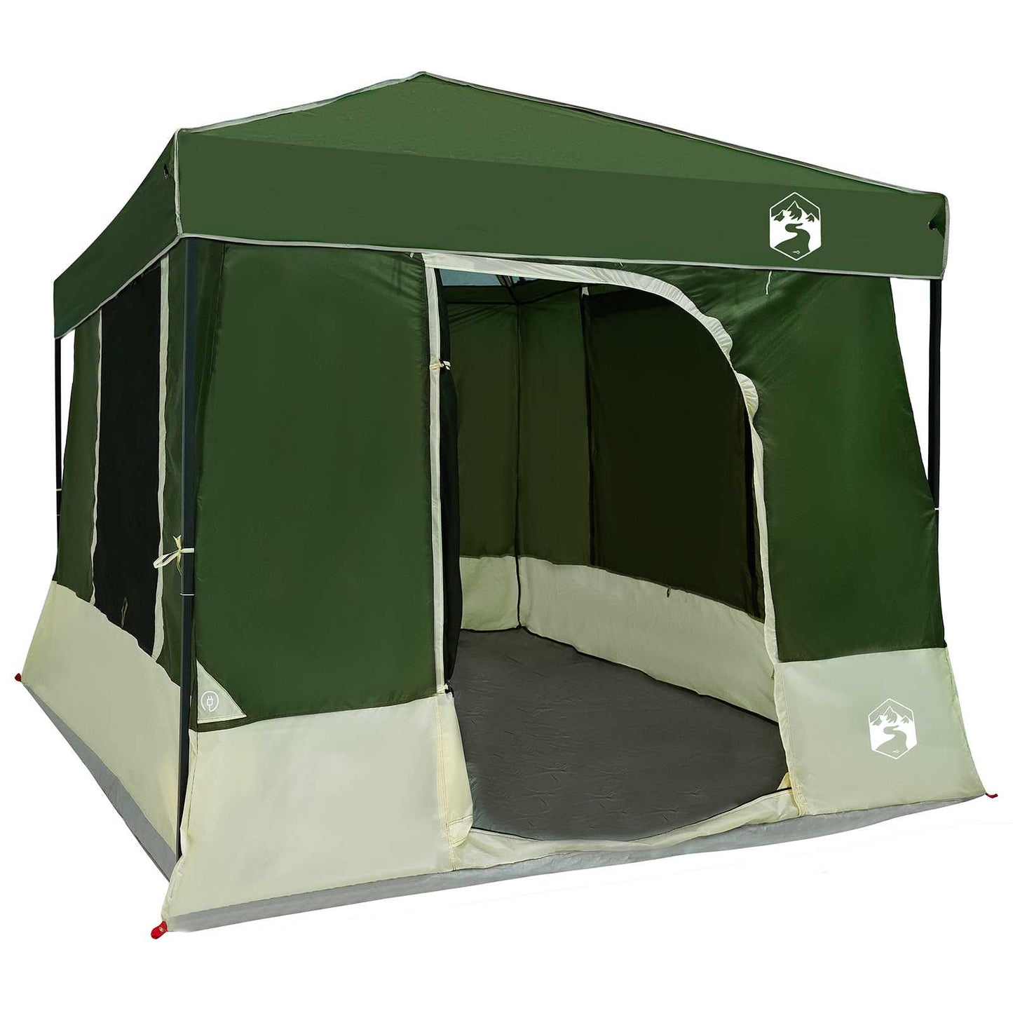 Camping Tent Set Folding 2 pcs Green Taffeta and Fabric