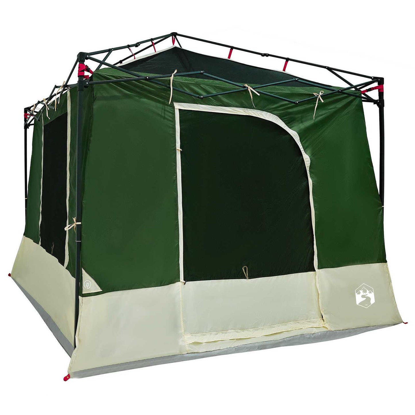 Camping Tent Set Folding 2 pcs Green Taffeta and Fabric