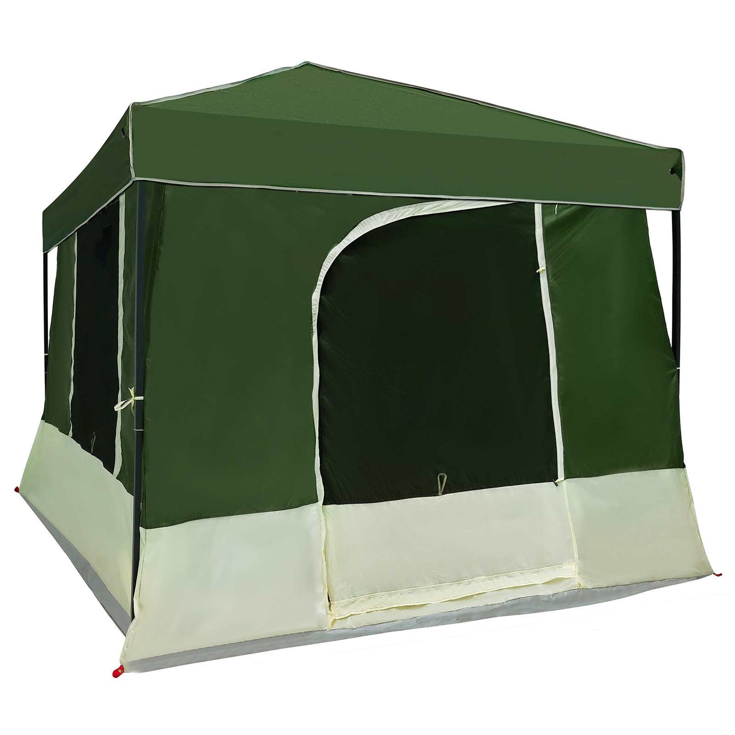 Camping Tent Set Folding 2 pcs Green Taffeta and Fabric