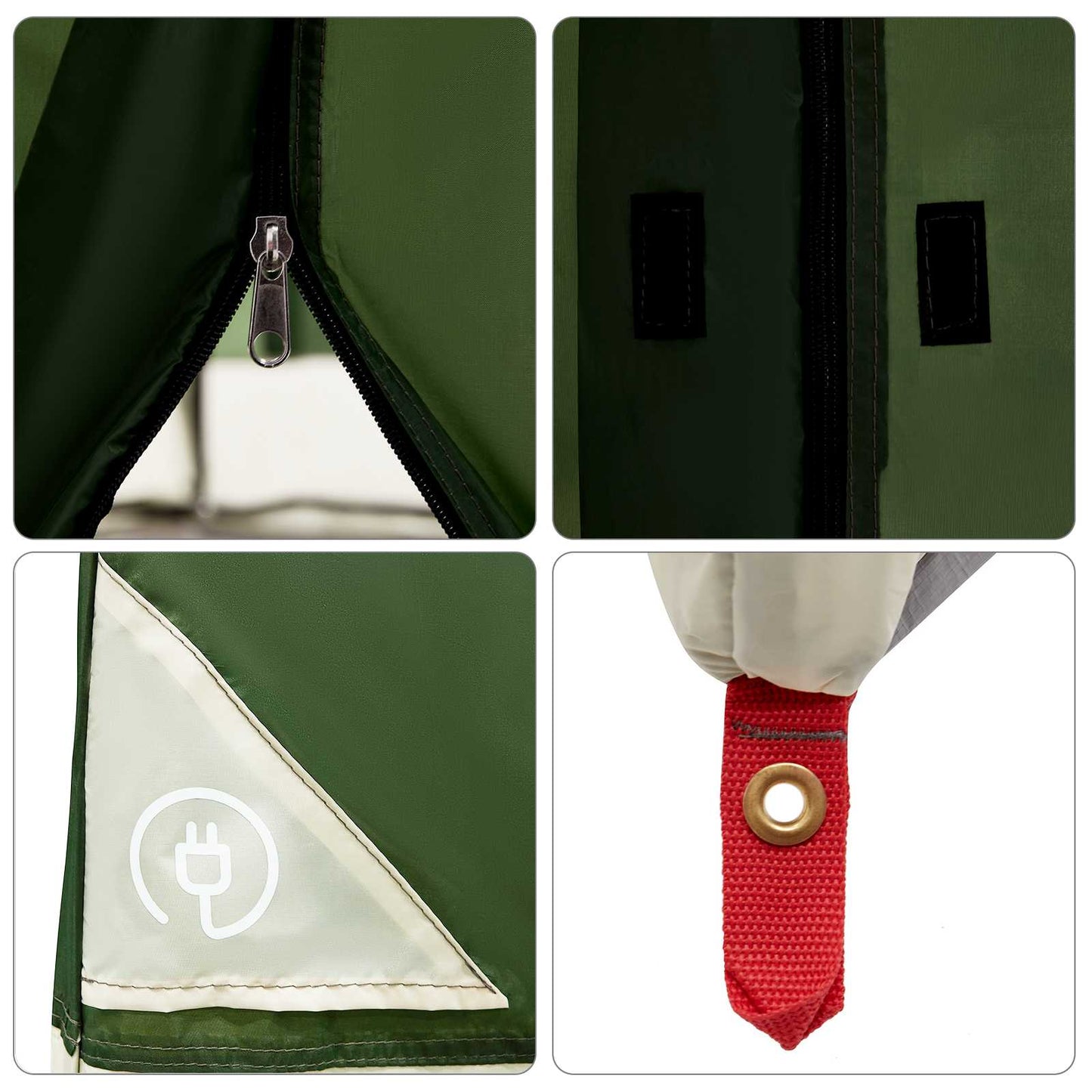 Camping Tent Set Folding 2 pcs Green Taffeta and Fabric