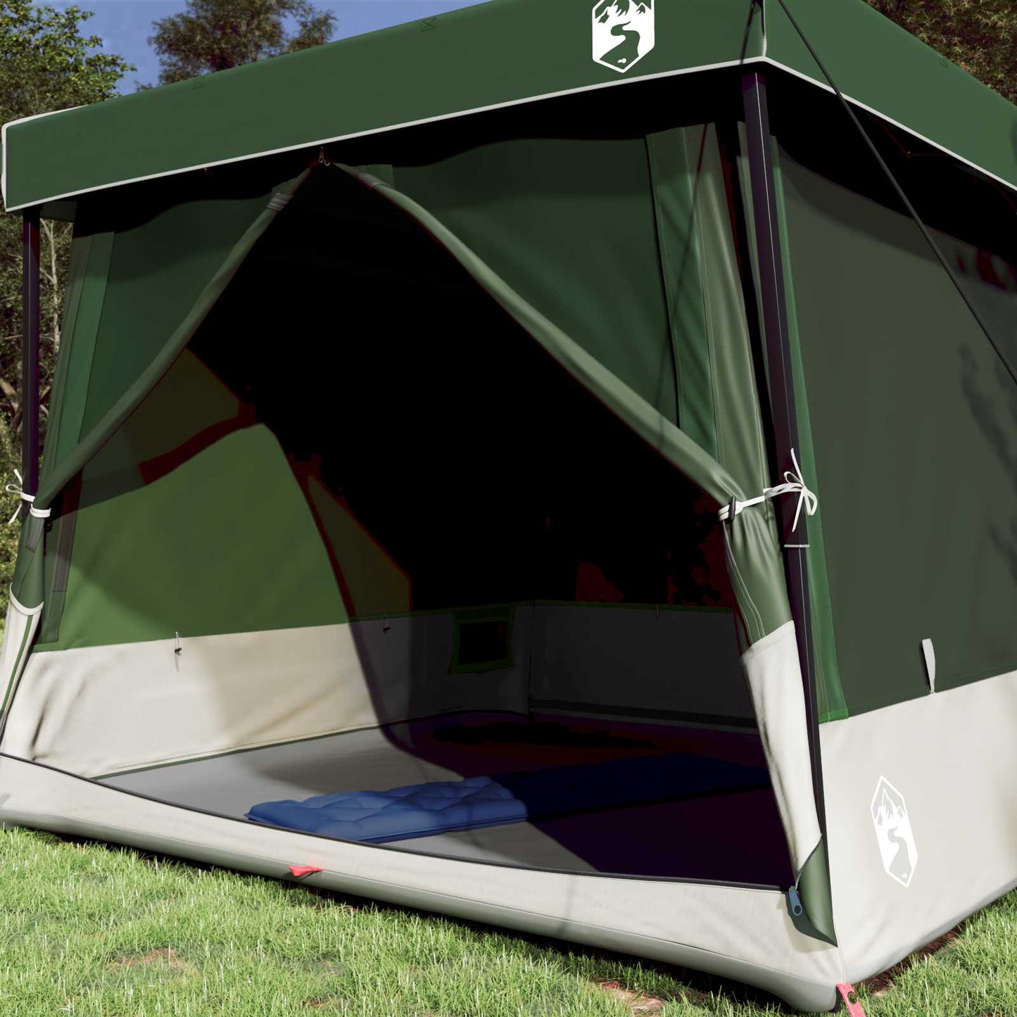 Camping Tent Set Folding 2 pcs Green Taffeta and Fabric